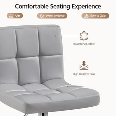 Yaheetech Bar Stools Set of 4, PU Leather Adjustable Barstools, Modern Counter Stools with Back and Footrest, Counter Height Barstools for Bar, Kitchen, Dining Room, Light Gray - Image 7