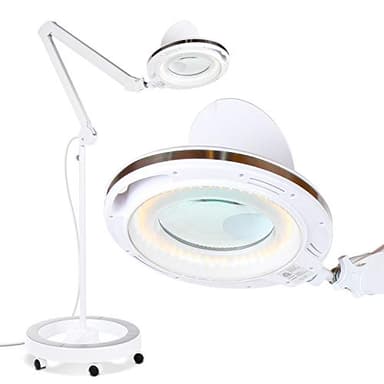 Brightech LightView Pro Magnifying Glass with Light and Stand, Magnifying Floor Lamp with a 6-Wheel Rolling Base for Facials, Lash Estheticians, Dimmable LED Work Light for Sewing, Crafts - Image 1