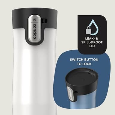 Contigo AUTOSEAL West Loop Vacuum-Insulated Stainless Steel Travel Mug with Easy-Clean Lid 16 oz 2-Pack Salted Frosted Pearl Glacier Frosted Pearl - Image 3