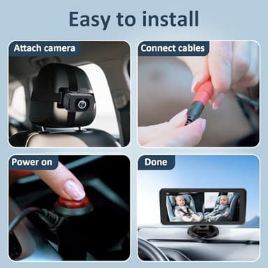 2-Kids Baby Car Camera for Seat: 6.9 Inch Ultrawide Display with Two Cameras Rear Facing - USB Powered Backseat Camera HD 1080P Easy to Install - Image 4