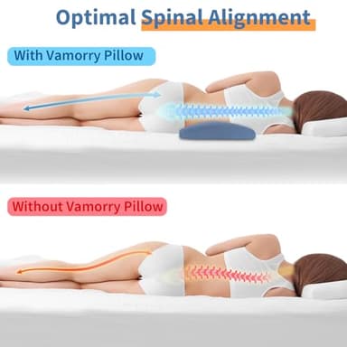 Lumbar Support Pillow for Bed Relief Back Pain: Lower Back Pillow for Sleeping - Memory Foam Waist Pillow - Back Wedge Bolster Pillow for Side, Back&Stomach Sleepers - Bed Rest Pillow for Car, Sofa - Image 4