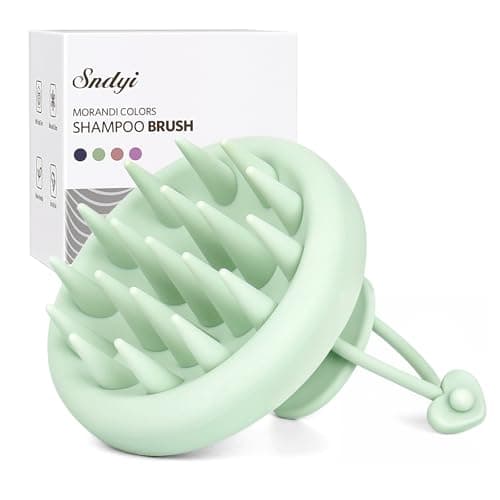 Sndyi Silicone Scalp Massager Shampoo Brush, Hair Scrubber with Soft Silicone Bristles, Scalp Scrubber/Exfoliator for Dandruff Removal, Wet Dry Scalp Brush for Hair Growth & Scalp Care, Mint Green - Image 1