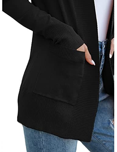 REDHOTYPE Womens Cardigans with Pockets Lightweight Open Front Black Cardigan for Women, Medium - Image 4
