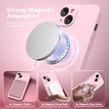 SuydanBox Magnetic for iPhone 15 Case, Compatible with MagSafe, [Screen Protector + Full Camera Protection], Silicone Shockproof Anti-Scratch Protective Phone Case for iPhone 15 6.1", Chalk Pink - Image 2