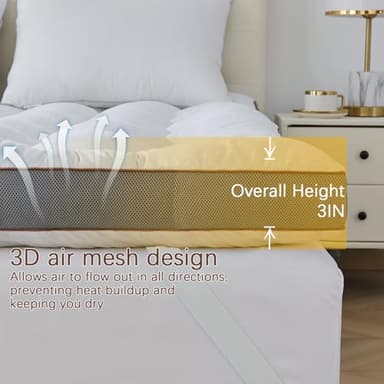 WhatsBedding 3 Inch Memory Foam Mattress Topper Queen, Extra Soft Pillow Top Mattress Topper with Breathable Air Mesh Sides, 1700GSM Fluffy Shredded Memory Foam Filled & Thicked Down Alternative-Lined - Image 3