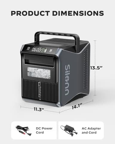 Silonn Battery-Powered Ice Maker with 4-Power, RV Ice Maker Countertop 12V/24V Car Charger 100-240V AC Solar-Ready, Portable Ice Machine 9 Cubes/6 Mins 22lbs/Day Auto-Clean for Camping RV Home Outdoor - Image 7