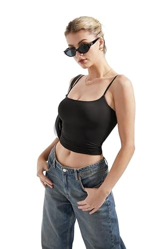SUUKSESS Women Sexy Square Neck Tank Top Summer Y2K Going Out Tops Casual Sleeveless Basic Cami Shirts (Black, XS) - Image 2