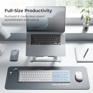 iClever Wireless Keyboard and Mouse, GK08 White Keyboard Mouse Combo, Ergonomic, Quiet, Full Size Design with Number Pad, 2.4G Connection for Mac, Windows and Computer - Image 3