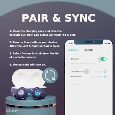 Disney Lilo and Stitch Bluetooth Earbuds w/Charging Case- Wireless Headphones w/Built-in Mic+ Up to 30 Hrs Playtime- Lilo and Stitch Gifts for Girls,Boys,Women,Men,All Fans of Lilo and Stitch Stuff - Image 9