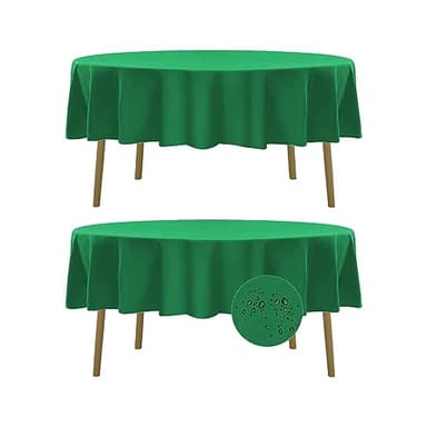 Fokitut 2 Pack Waterproof Round Tablecloth, 70 Inch, Stain Resistant and Wrinkle Polyester Table Cloth, Fabric Table Cover for Kitchen Dining, Wedding, Party, Holiday Dinner-Emerald - Image 1
