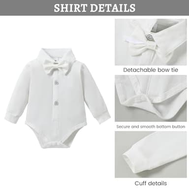 SANMIO Baby Boy Baptism Outfit Baby Boy Suits Collared Dress Shirt+Vest+Tie+Corsage+Pants Baby Christening Formal Outfits 5Pcs Sets - Image 4