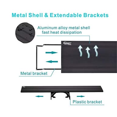 hygger 25W Full Spectrum Aquarium Light with Aluminum Alloy Shell Extendable Brackets, White Blue Red LEDs, External Controller, for Freshwater Fish Tank (36-46 inch) - Image 5