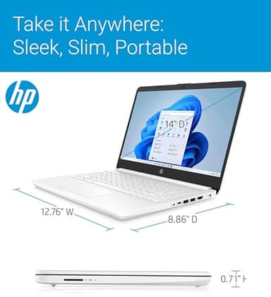 HP 14" Ultra Light Laptop for Student & Home (Intel Quad-Core N4120, 4GB RAM, 128GB(64GB + 64GB SD), 1-Year Office 365) 11-Hr Long Battery Life, Webcam, WiFi, Win 11 Home in S Mode - Snow White - Image 7