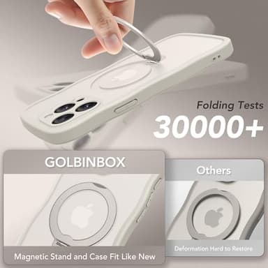 GolbinBox for iPhone 15 Pro Case,[Compatible with Magsafe][360°Magnetic Stand][Cute Wave Edge][18ft Military-Grade Protection] Translucent Matte Phone Women Case for iPhone 15 Pro,Stone - Image 7