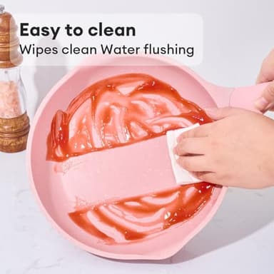 JEETEE Nonstick Frying Pans Set, Skillets Set 3 Pcs, 8" 9.5" 11" Granite Non-Stick Frying pan, Cookware Set with Bakelite Handle, Compatible with All Stovetops (Gas, Electric & Induction), Pink - Image 5