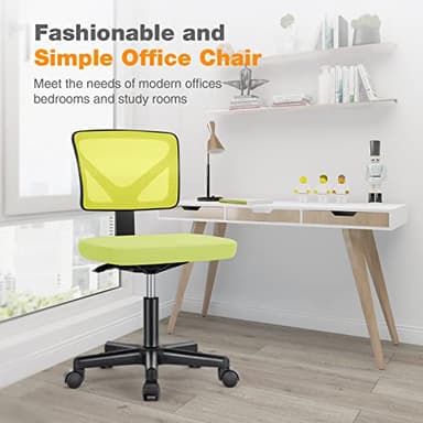 Sweetcrispy Office Computer Desk Chair, Ergonomic Low-Back Mesh Rolling Work Swivel Chairs with Wheels, Armless Comfortable Seat Lumbar Support for Home, Bedroom, Study, Student, Adults, Green - Image 8