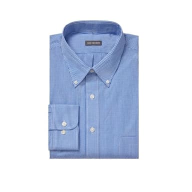 Van Heusen Men's Regular Fit Gingham Button Down Collar Dress Shirt, Periwinkle, 15.5"-16" Neck 33"-34" Sleeve - Image 3