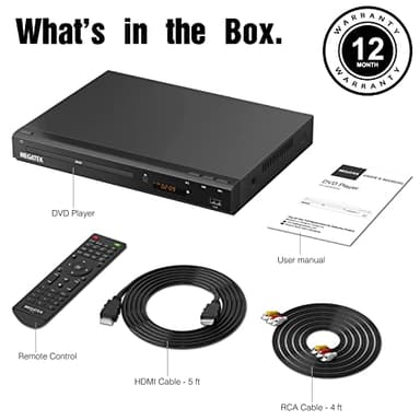 MEGATEK Region-Free HDMI DVD Player for TV, Compact CD/DVD Player for Smart TV, USB Port, Plays All Region DVDs & Multi Formats, Metal Housing, HDMI/RCA Cables & Remote Included - Image 9