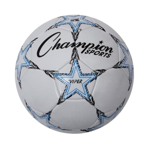 Champion Sports Viper Soccer Ball, Size 5 – Soft Touch TPU Cover, Airlock Bladder – Ages 12 & Up – Blue/Black/White - Image 1