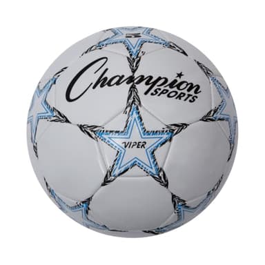 Champion Sports Viper Soccer Ball, Size 5 – Soft Touch TPU Cover, Airlock Bladder – Ages 12 & Up – Blue/Black/White - Image 1