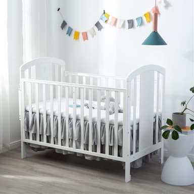 JSD Grey Ruffled Crib Bed Skirt Double Layer Nursery Toddler Dust Ruffle Bedding Skirt 14" Deep Drop - Image 4