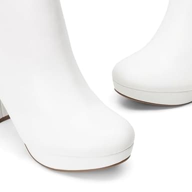 DREAM PAIRS Women's High Heel Ankle Boots Chunky Platform Booties,Size 10,White/Pu,STOMP - Image 5