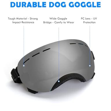 Large Dog Sunglasses Dog Goggles Pet Glasses Pet Eyewear with Adjustable Strap,Glasses for Medium Large Dog Swimming Skating Glasses UV Proof Windproof Dustproof (Black-Gray) - Image 6
