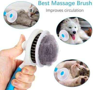 Self Cleaning Slicker Brush - Cat Brush Skin-Friendly Deshedding Grooming Massaging Tool for Long & Short Haired Pets, Cat Hair Brushes Easy Removes Undercoat for Dogs Cats Rabbits-UPGRADED, Blue - Image 6
