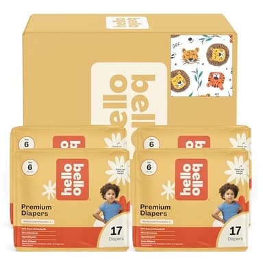 Hello Bello Diapers, Size 6 (35 lbs) Wild Cats, 68 Count Value Pack of Premium Disposable Baby Diapers, Hypoallergenic with Soft, Cloth-Like Feel - Image 1