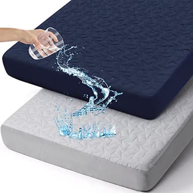Waterproof Crib Mattress Protector Pad - 2-Pack Fitted Sheets - Soft Quilted Toddler Mattress Covers for Standard Baby Crib - Image 1