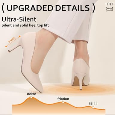 IDIFU Nude High Heels Pumps Closed Toe Heels Women's Pumps Stiletto Pointed Toe Dress Shoes Wedding Prom Bridal Work Office Bride Trendy Dressy Comfortable Classic Pumps Shoes(Nude Nubuck,6.5) - Image 6