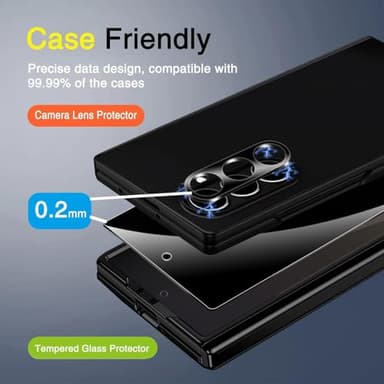 Milomdoi 6 in 1 Privacy Screen Protector for Samsung Galaxy Z Fold 7, 2 Pack Inside Anti-Spy Film with 2Pack Front Tempered Glass + 2 Pacs Camera Lens Protector Accessories - Image 5