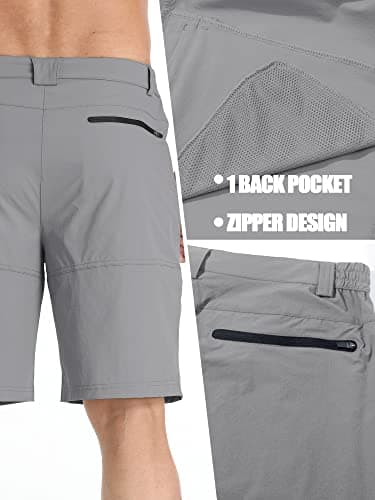 TACVASEN Mens Outdoor Hiking Shorts Summer Lightweight Quick Dry Casual Water Resistant Cargo Fishing Golf Shorts Light Grey, 32 - Image 7