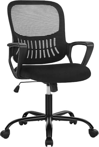 SMUG Home Office Computer Desk Chair - Ergonomic Mid-Back Mesh Swivel Rolling Work with Wheels, Comfy Lumbar Support and Armrest, for Bedroom, Study, Dorm, Student, Adults - Image 1