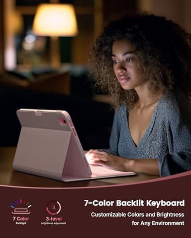 typecase Folio iPad 11th/10th Gen Keyboard Case (11" A16 2025 & 10.9" 2022) – Magnetic Wireless Detachable Keyboard, 7-Color Backlight, Thin & Light, Pencil Holder – Light Pink - Image 7