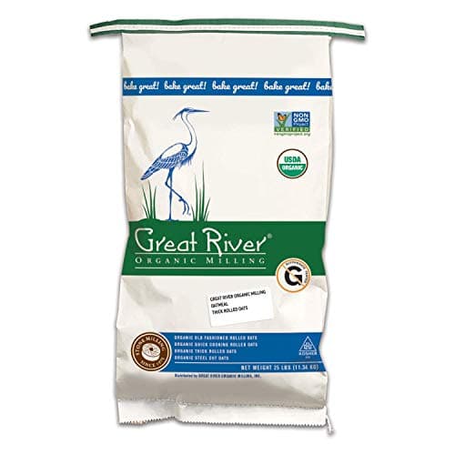 Great River Organic Milling Organic Extra Thick Rolled Oats | Whole Grain, Non-GMO, Kosher Certified | Hearty Texture for Oatmeal, Granola, Cookies, Baked Goods & Breakfast Recipes | 25 Lb (Pack of 1) - Image 1
