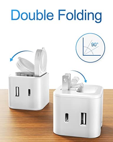 BeaSaf 36W for Apple Charging Block with Built-in Watch Charger, Foldable PD Fast Charger Block for iPhone, Dual Ports Wall Charger Compatible with Apple Watch iPhone AirPods (White) - Image 2