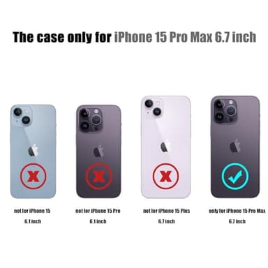 Nvollnoe Compatible with iPhone 15 Pro Max Case with Card Holder Heavy Duty Protective Dual Layer Shockproof Hidden Card Slot Slim Wallet Phone Cover for Women&Men 6.7 inch(Blue) - Image 7