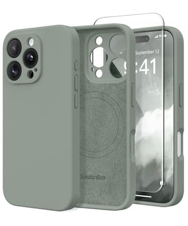 SuydanBox Magnetic for iPhone 16 Pro Max Case, Compatible with MagSafe, [Full Camera Protection][Screen Protector] Silicone Shockproof Protective Phone Case for iPhone 16 Pro Max 6.9", Calke Green - Image 1