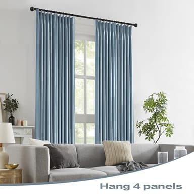 DUALIFE Blue Pinch Pleated Blackout Curtains 108 Inch Long 2 Panels Set Pinch Pleat Drapes for Living Room Bedroom Thermal Insulated Full Blackout Draperies with Hooks 40" Wx108 L - Image 5