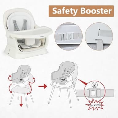 INFANS 8 in 1 Baby High Chair, Convertible Highchair for Babies and Toddlers, Infant Dining Booster Seat, Building Block Table, Kids Stool Table Chair Set with Removable Tray (8 in 1, White) - Image 9