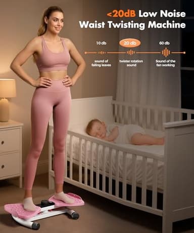 RENRUI Waist Twisting Machine Fitness Tool, Ab Twister Board with the Smart LED Digital Monitor, 300lbs Capacity & 20dB Ultra-Quiet, Anti-Slip Home Gym Workout Equipment for Women (Pink) - Image 5