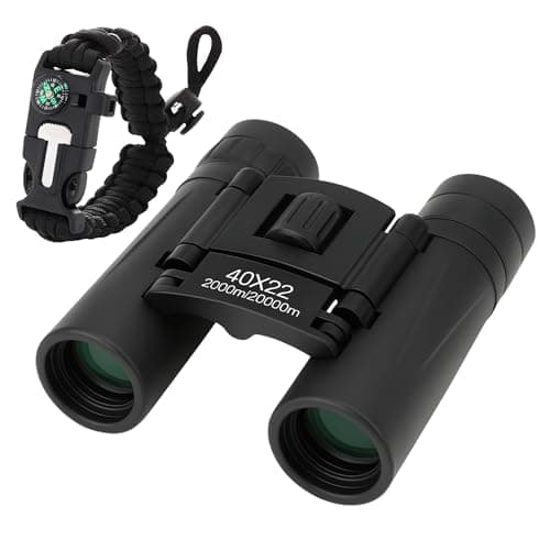 Binoculars with Compass 7 in 1 Survival Paracord Bracelet, Fire Starter, Compass, Whistle, Outdoor Ultimate Tactical Gift for Kids, Men, Scouts Gift for Him/Her, Spyglass, Birthday Gift