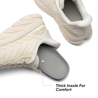 ALLSWIFIT Women's Slip On Walking Shoes Running Comfortable Tennis Breathable Non Slip Athletic Gym Workout Cross Training Fashion Sneakers,Size 7.5,Ivory,SARR034W - Image 6