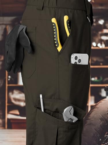 Winvote Men's Cargo Work Pants Water Resistant Tactical Pants 31" Lightweight Hiking Ripstop Pants Outdoor Apparel Dark Brown 40 - Image 5