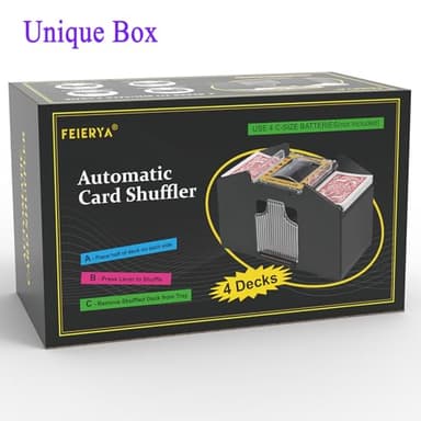 FEIERYA Automatic Card Shuffler 4 Deck,Battery-Operated Electric UNO Poker Shuffler,Playing Card Shuffler for Home Card Game,Travel - Image 6