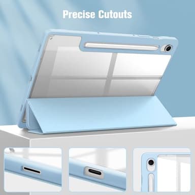 Fintie Hybrid Slim Case for Samsung Galaxy Tab S10 Lite/ S10 FE/ S9 FE 10.9 Inch/Tab S9 11 Inch with S Pen Holder, Shockproof Cover with Clear Transparent Back Shell, Auto Wake/Sleep, Blue - Image 9