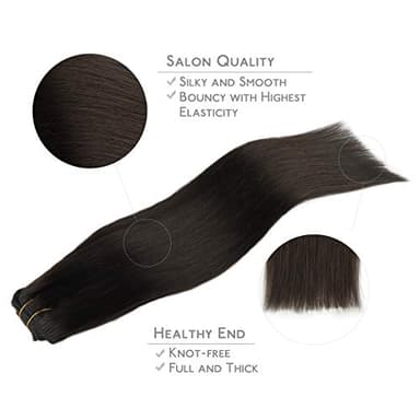 WENNALIFE Clip in Hair Extensions, 150g 24 Inch 9pcs Dark Brown Human Hair Extensions Thicker Clip in Hair Extensions Real Human Hair Clip Set Double Weft - Image 4
