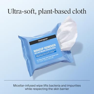 Neutrogena Makeup Remover Wipes Micellar Alcohol-Free Face Towelettes Remove Waterproof Mascara & Oil, Compostable 100% Plant-Based Cloth, Dermatologist & Ophthalmologist Tested, Twin Pack 2 x 25 ct - Image 6