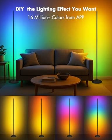 Vexinat Corner Floor Lamp, Smart RGB LED Corner Lamp with App & Remote, Modern Floor Lamp with 16 Million Colors, Music Sync, Scene Modes, Color Changing Standing Lamps for Living Room, Bedroom - Image 2